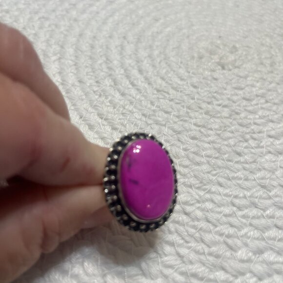 Beautiful PINK DENDRITE OPAL Handmade Sterling 925 Ring Size 7.25 #351D - Picture 2 of 3